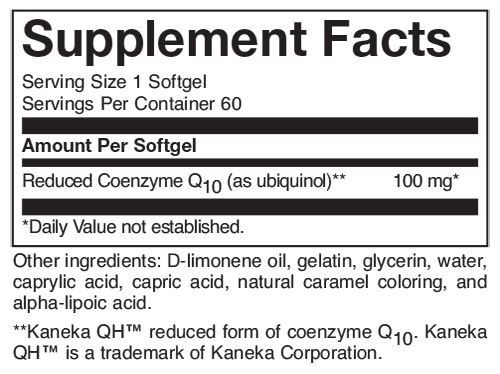CoEnzyme Q10 (CoQ10) Ubiquinol 100mg - Nutrascriptives