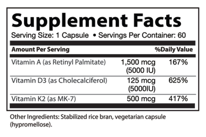 Vitamin A, D3, & K2 - Nutrascriptives